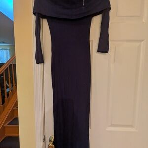 Chic Off-Shoulder Navy Maxi Dress